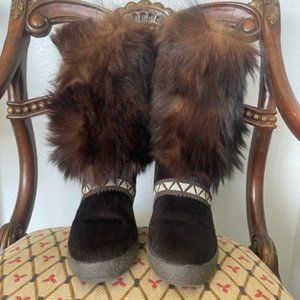 Pajar Authentic Italian Women’s Brown Fur Boots Size EU 37 US 6/6.5